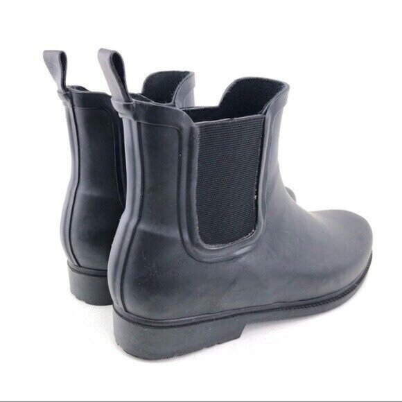 J.Crew Black Rubber Chelsea Rain Ankle Boots 8 - Picture 5 of 11